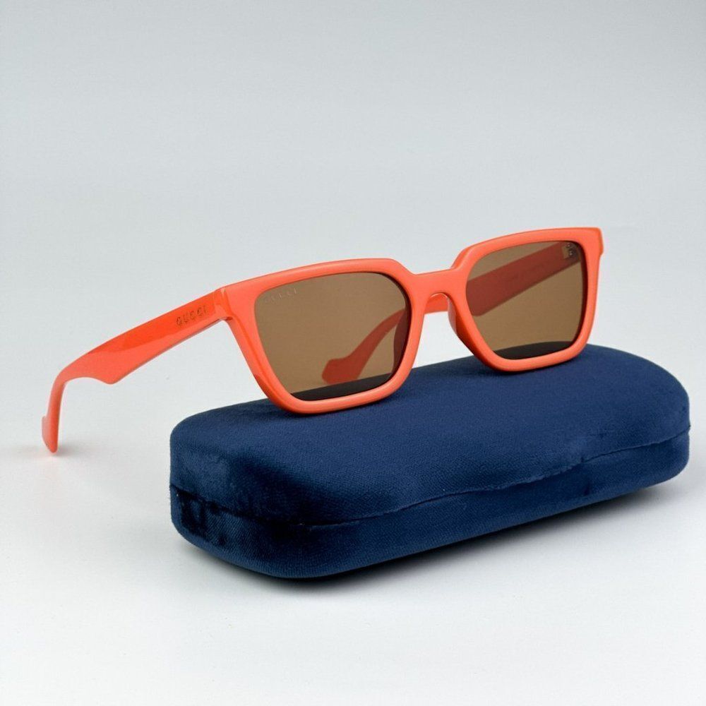 NEW Gucci GG1539S 004 Orange Brown Unisex Rectangle Sunglasses GG 1539S